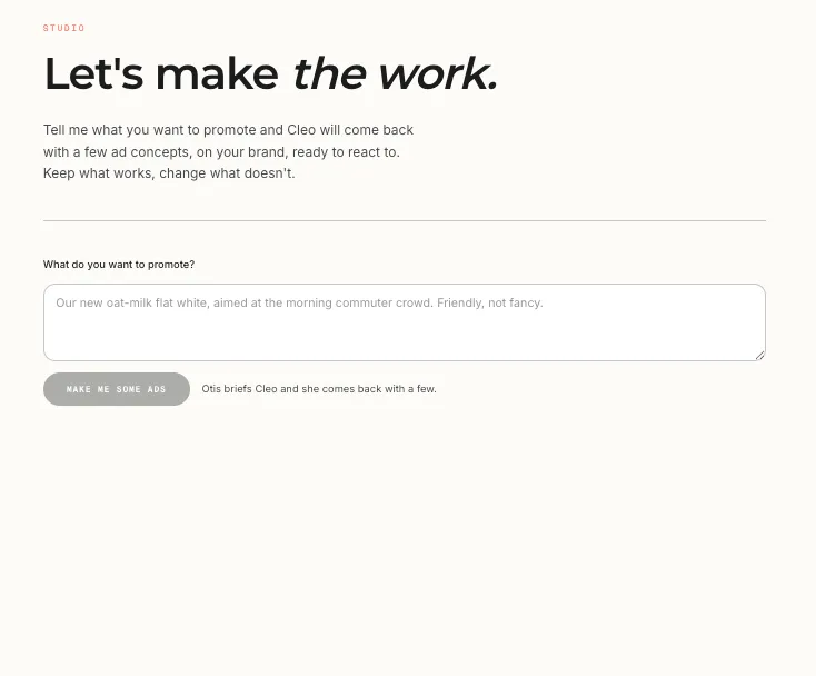Otis Brief us, and we build it screen